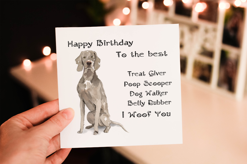 Weimaraner Dog Birthday Card, Dog Birthday Card